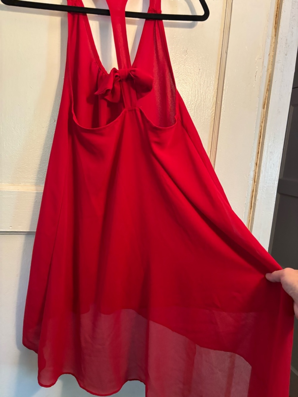 Flowy Red Racerback Sheer Dress - Picture 3 of 3